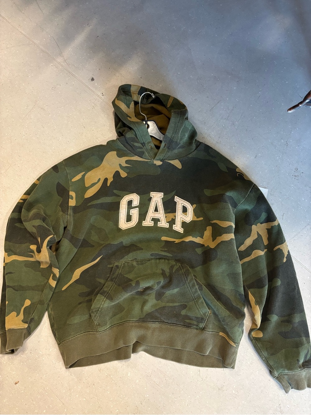 GAP Olive and Mustard Camo Pullover Hoodie